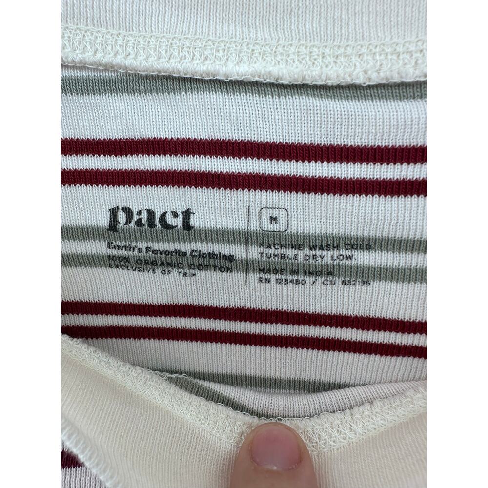 Pact Womens M Striped Red White Green Organic Cotton LS/Pant Jogger Pajama Set - Picture 5 of 15
